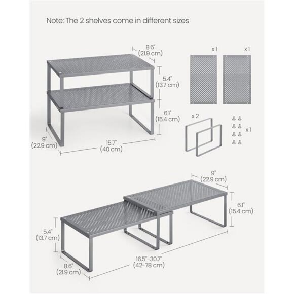 SONGMICS Spice Rack Set Stackable Metal Cabinet Shelf Organizer Countertop - Picture 6 of 8